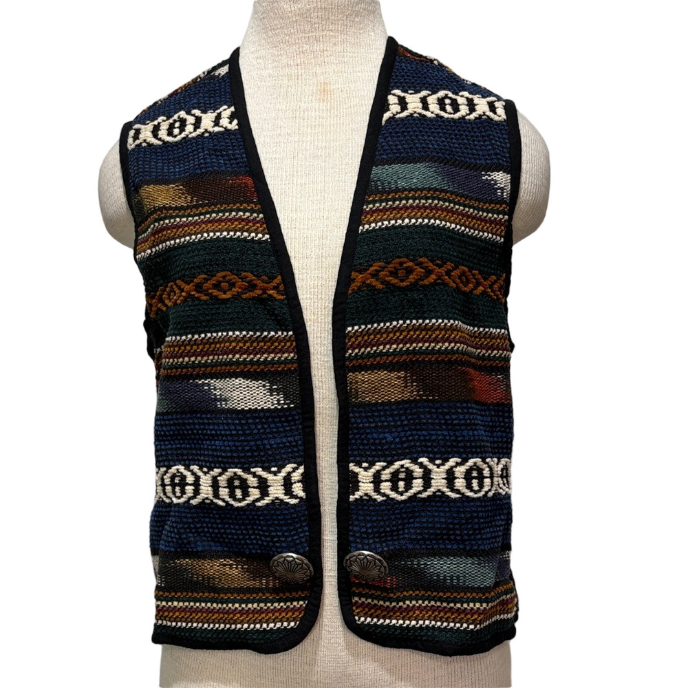 Neo Nostalgia sz L western southwestern woven open front vest